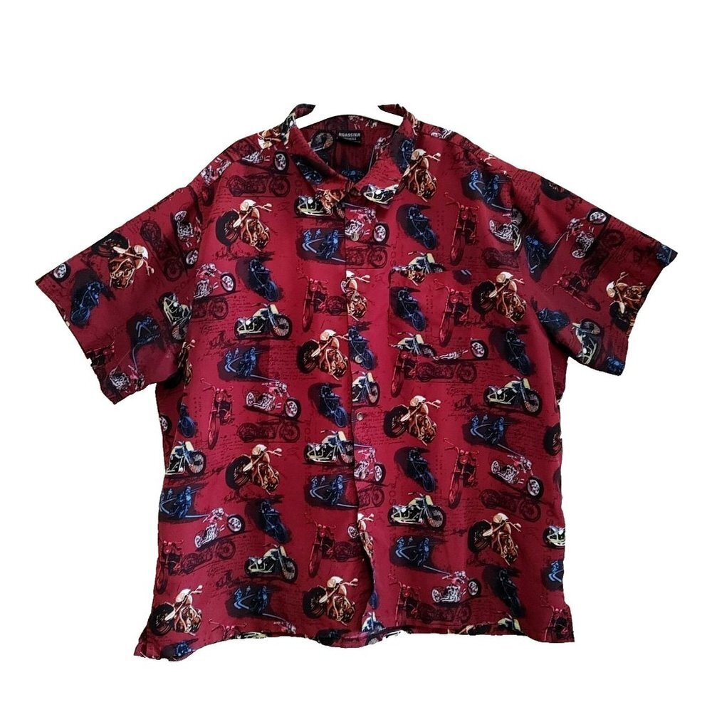 Roadster Originals Button Up Shirt Men's 3XL All Over Motorcycle Print